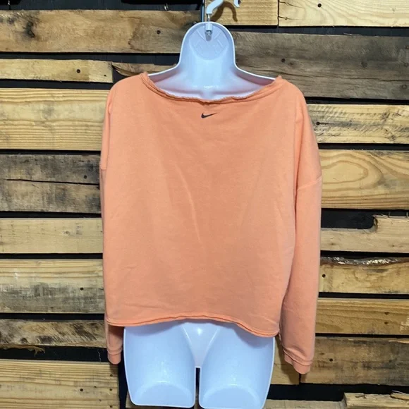 Nike Femme Cropped Training Crew Sweatshirt Orange Crimson Bliss Large - Picture 9 of 12